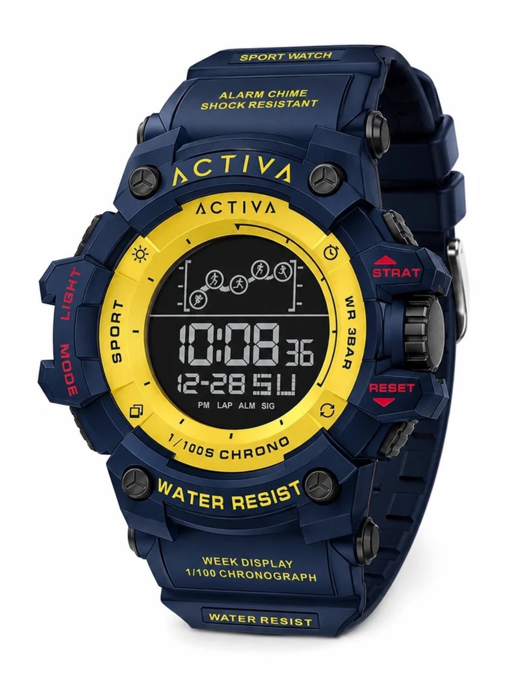 NWT Activa Summit X by Invicta Digital Sport Watch Dark Blue Yellow ACW8082-017
